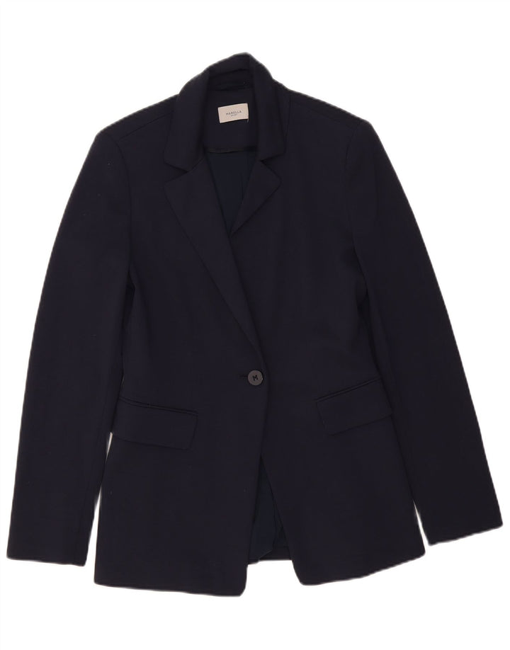 Jachetă Blazer pentru femei Marella cu 1 nasture Marea Britanie 8, mică, bleumarin, viscoză