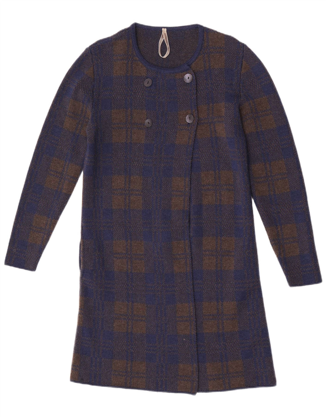 Pulover Cardigan Vintage pentru Damă cu Paragate UK 14 Medium Bleumarin Check