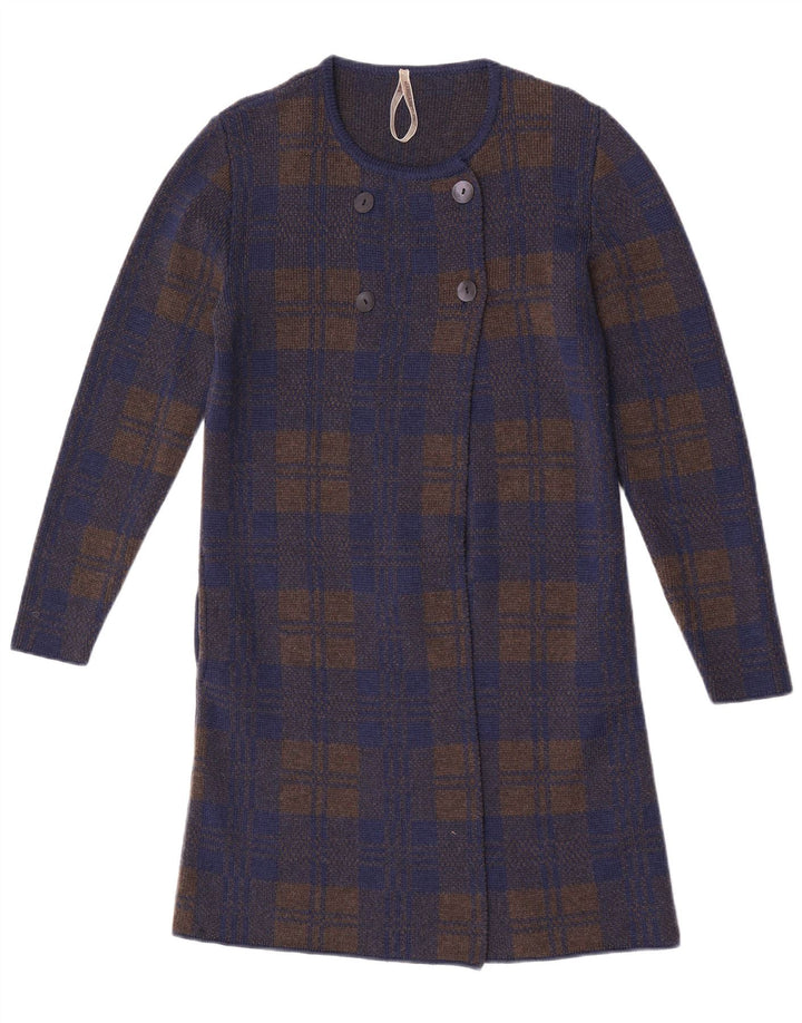 Pulover Cardigan Vintage pentru Damă cu Paragate UK 14 Medium Bleumarin Check