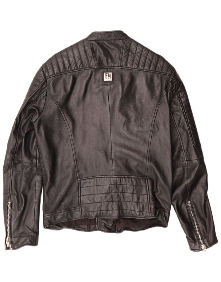 Jachetă motociclist din piele pentru bărbați Freaky Nation UK 38 Medium Black Leather