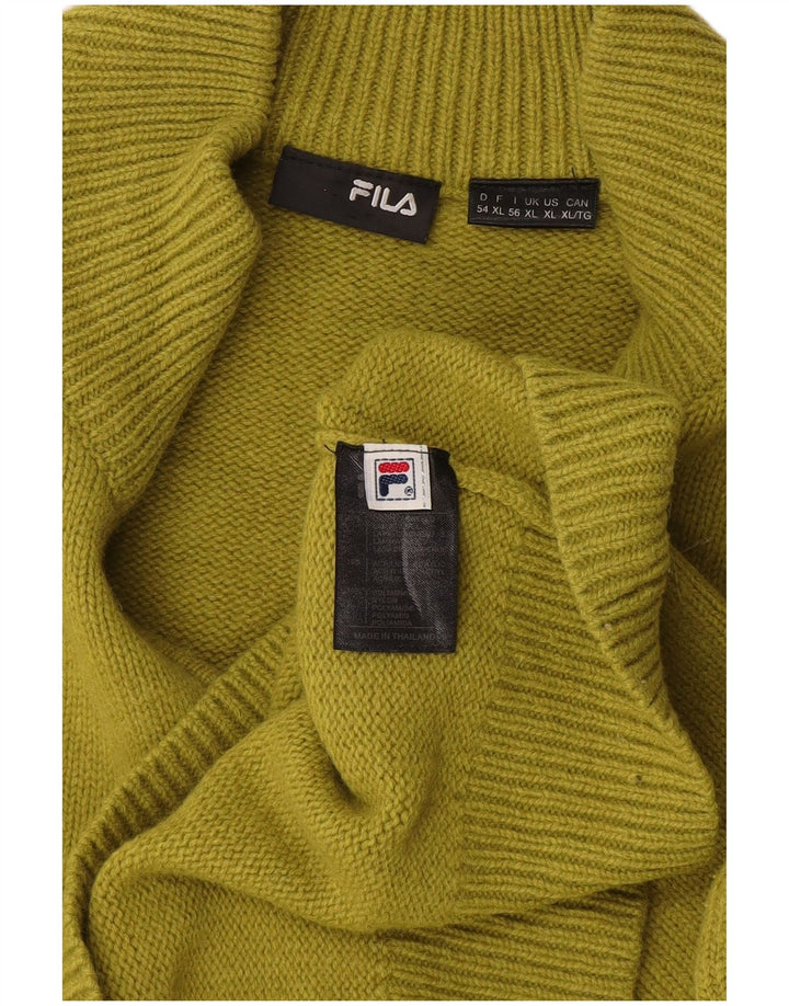 Pulover Fila pentru bărbați, cu fermoar și gât, XL Kaki Lână