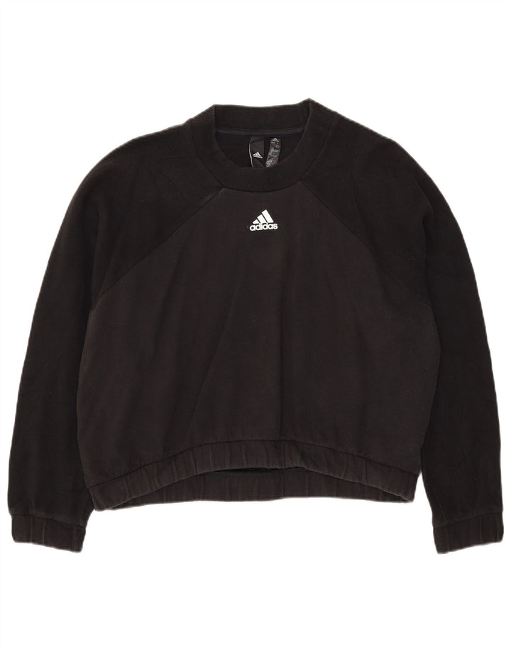 Pulover crop Adidas pentru femei UK 14 Medium Black Colorblock