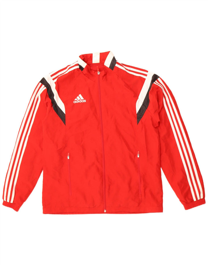 Jachetă de trening pentru bărbați Adidas, roșu mediu, poliester color bloc
