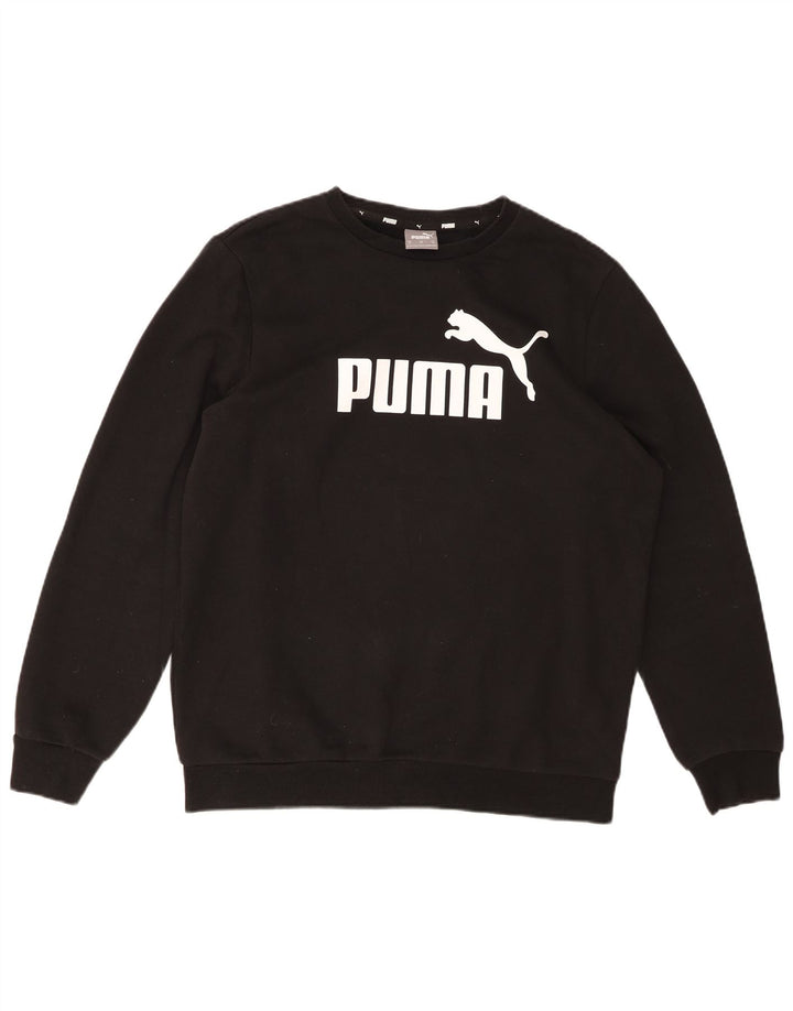 Pulover grafic PUMA pentru bărbați, bumbac mediu negru