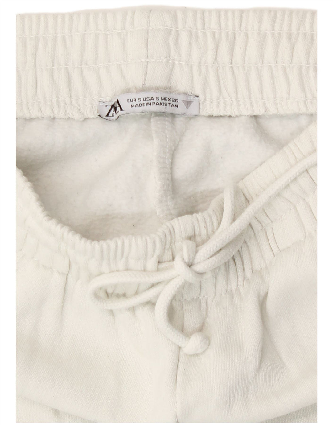 Pantaloni de trening Zara Femei Joggeri UK 8 Bumbac alb mic