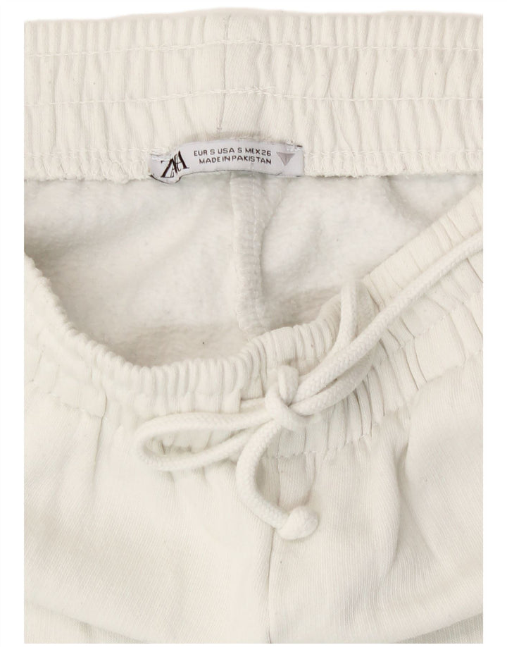Pantaloni de trening Zara Femei Joggeri UK 8 Bumbac alb mic