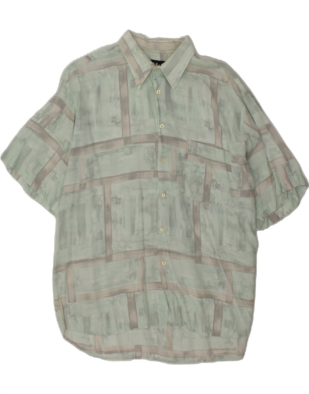 VINTAGE Mens Short Sleeve Shirt XL Green Check Viscose Vintage Vintage and Second-Hand Vintage from Messina Hembry 