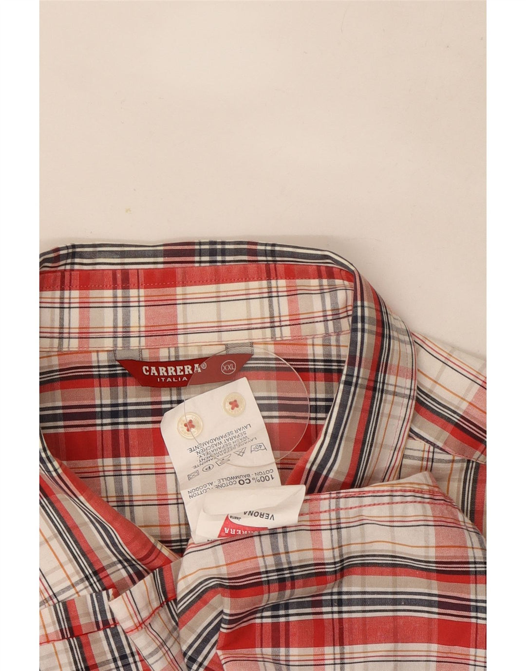 Cămașă pentru bărbați Carrera cu mânecă scurtă 2XL, bumbac roșu cu carouri