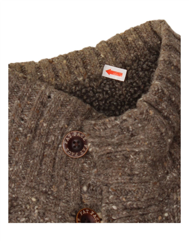 FAT FACE Pulover pentru bărbați, cu gât, cu nasturi, din lână cu pete mici, gri