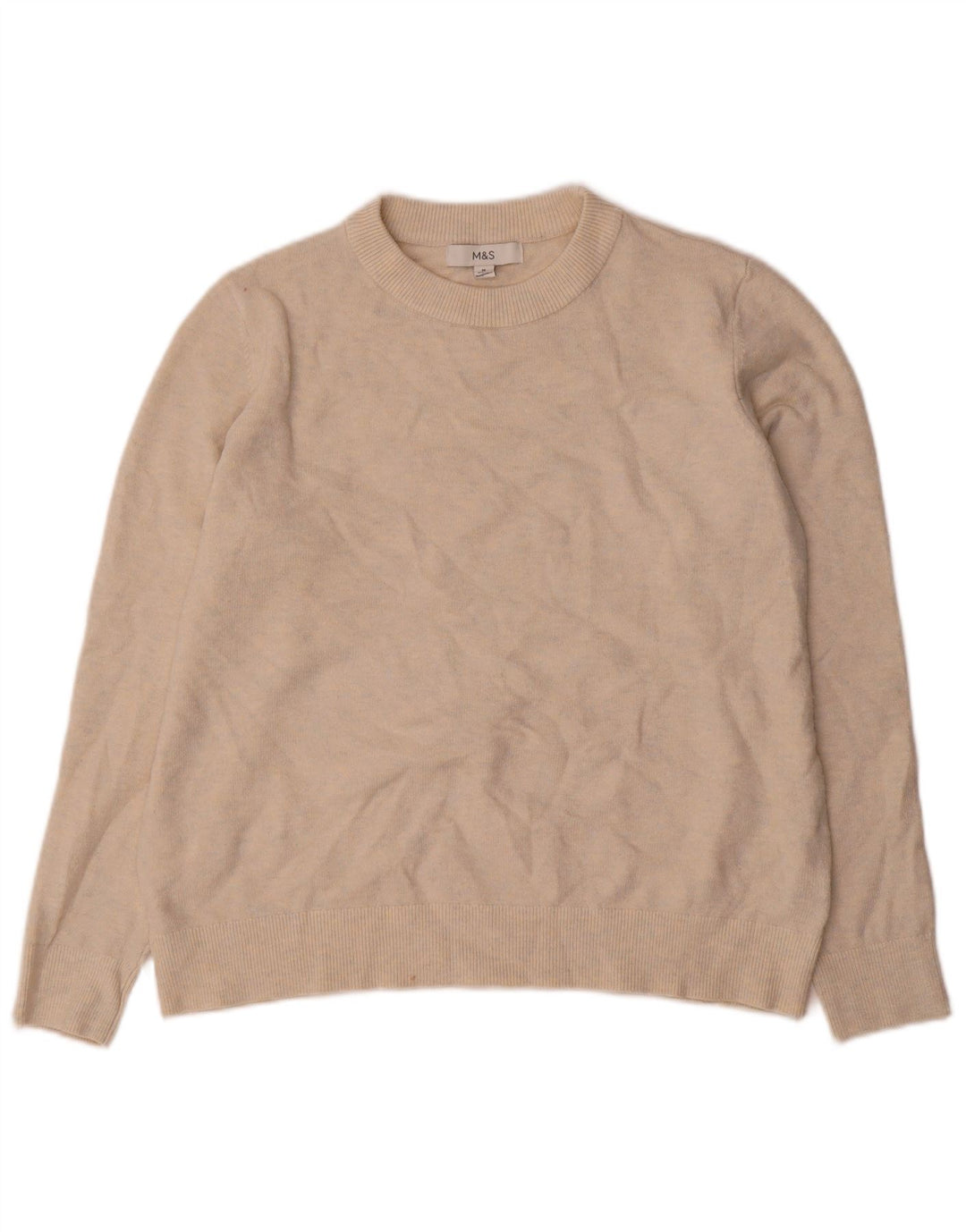 Pulover pentru femei Marks & Spencer cu decolteu rotund UK 14 Medium Bej cu pete