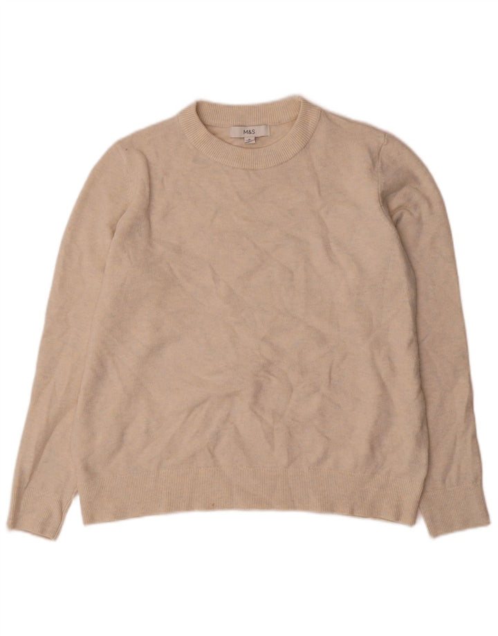 Pulover pentru femei Marks & Spencer cu decolteu rotund UK 14 Medium Bej cu pete