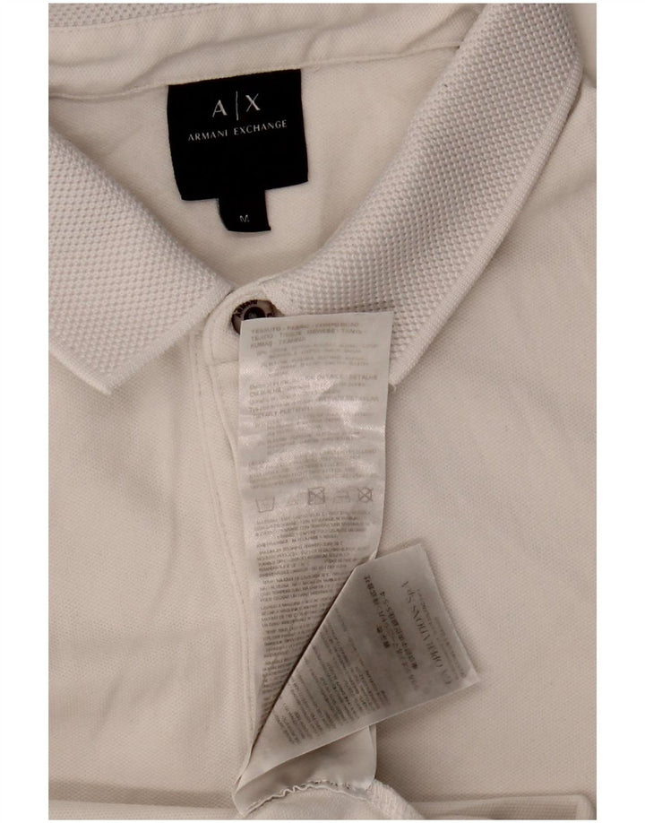 Cămașă polo cu mânecă lungă pentru bărbați Armani Exchange, bumbac alb mediu