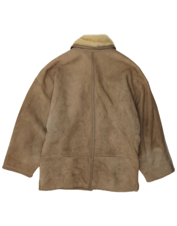 Jachetă din shearling pentru femei Genny US 6 Medium Grey Piele