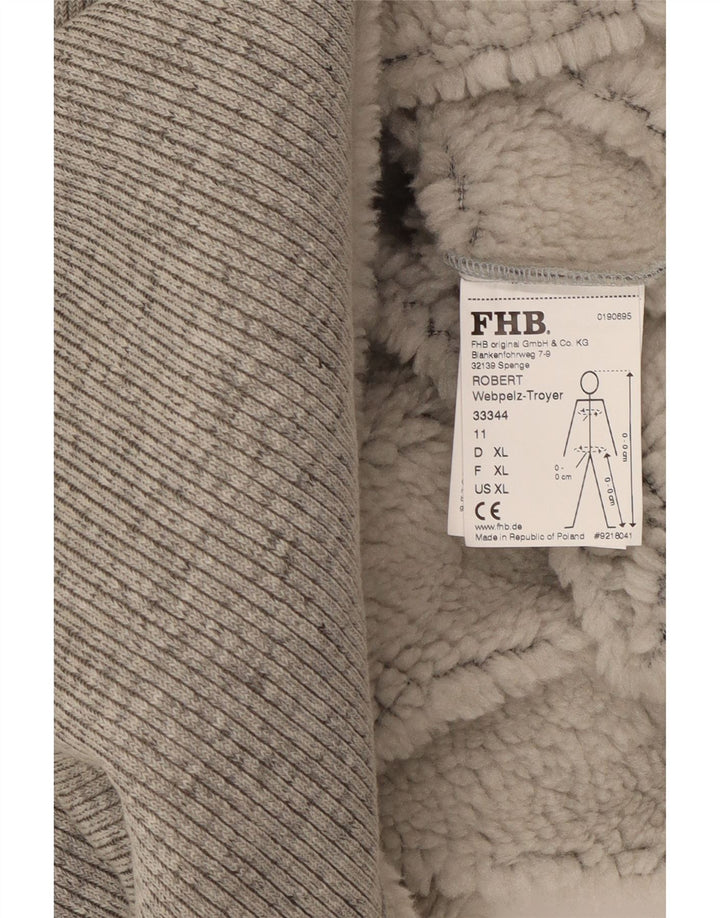 Hanorac pentru bărbați FHB, cu fermoar, cu gât Sherpa, XL, poliester gri