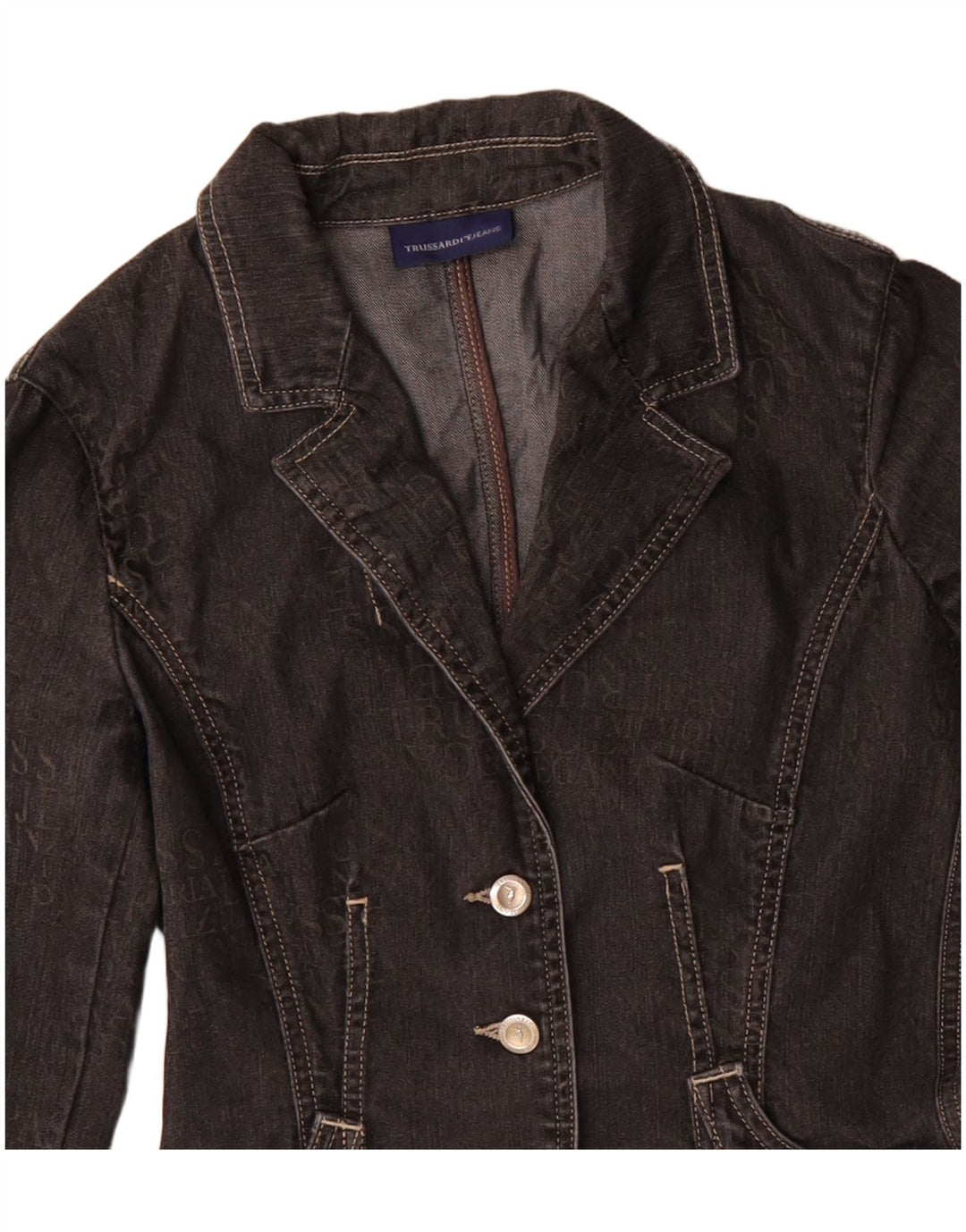 Jachetă pentru femei TRUSSARDI JEANS din denim cu 3 nasturi IT 40 Mic Negru