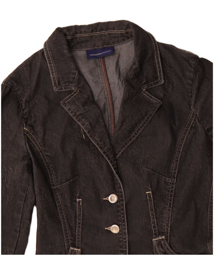 Jachetă pentru femei TRUSSARDI JEANS din denim cu 3 nasturi IT 40 Mic Negru