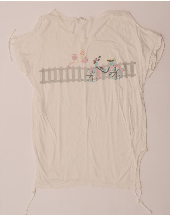 Tricou grafic vintage pentru femei Top IT 44 bumbac alb mediu