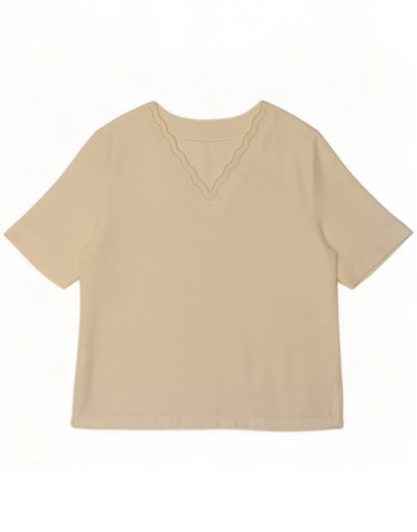 Vintage Womens Blouse Top UK 14 Medium Off White Polyester