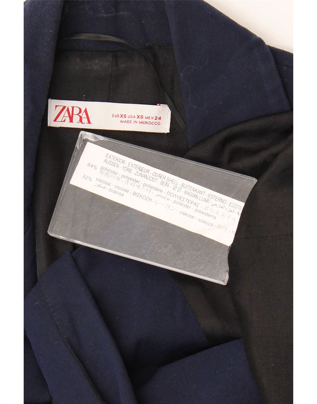 Sacou blazer pentru femei Zara cu 1 nasture UK 6 XS Poliester bleumarin