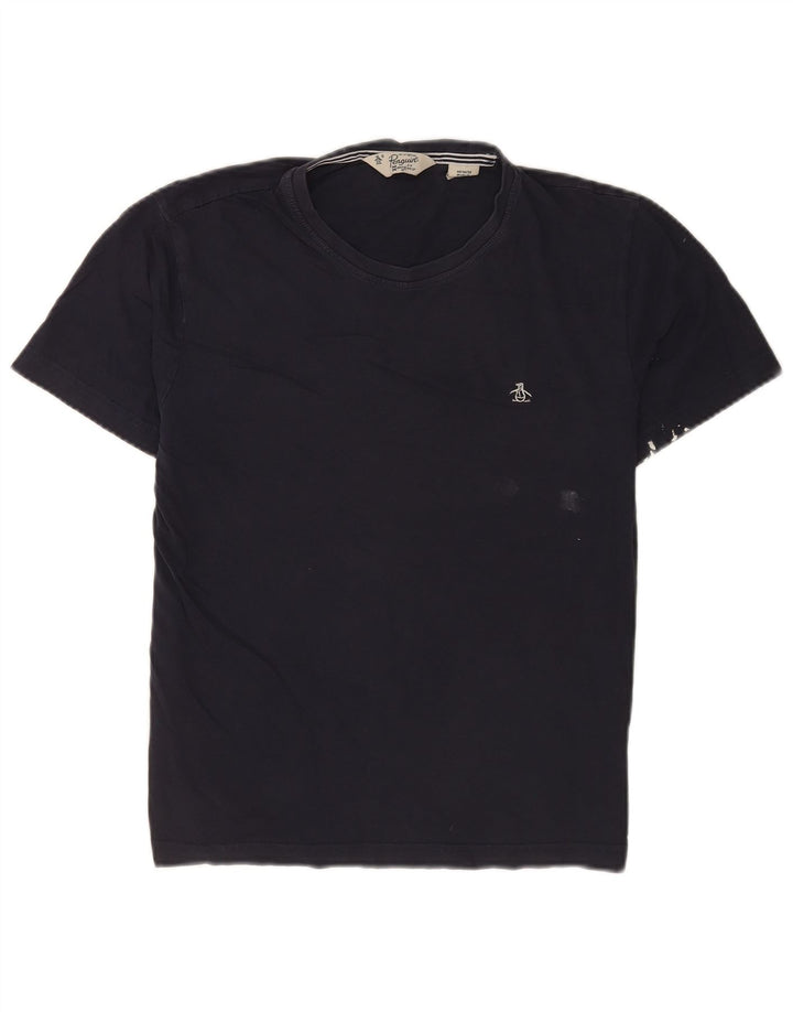Tricou cu mânecă scurtă pentru bărbați Penguin, cu mâneci scurte, cu croiala normală, top mediu din bumbac bleumarin