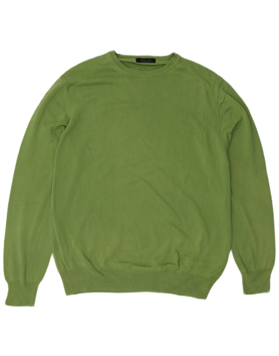 Pulover pentru bărbați Zara, cu decolteu, mare, verde, din bumbac