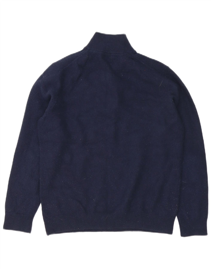 Pulover Massimo Dutti pentru bărbați, cu fermoar, cu gât, lână medie, albastru