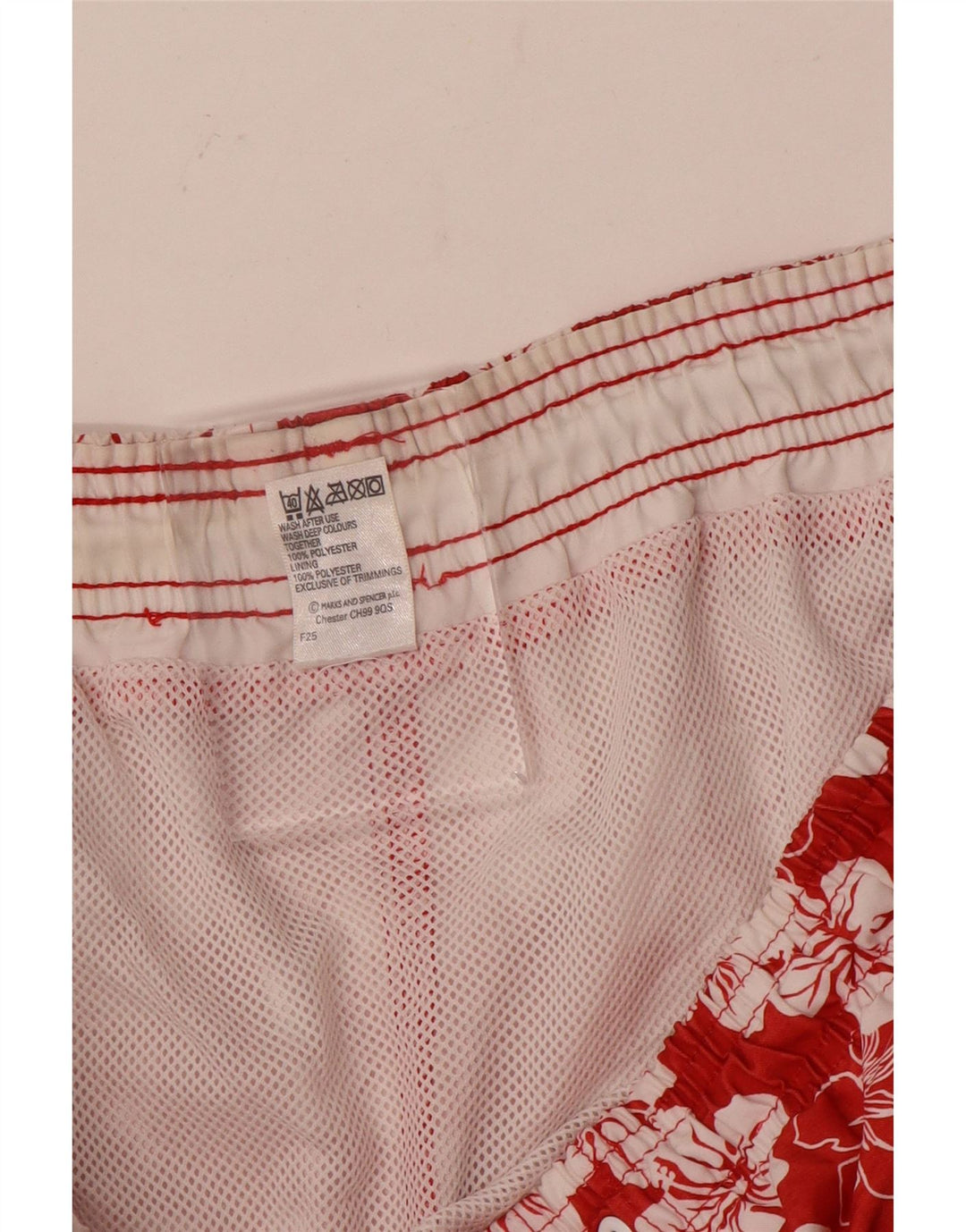 Pantaloni scurți de înot pentru bărbați Marks & Spencer, poliester floral, roșu, mare