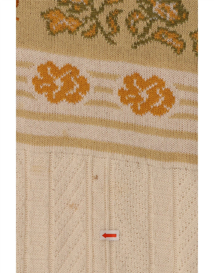 Pulover VINTAGE pentru bărbați cu grafică cu gât de barcă, alb, floral, mediu