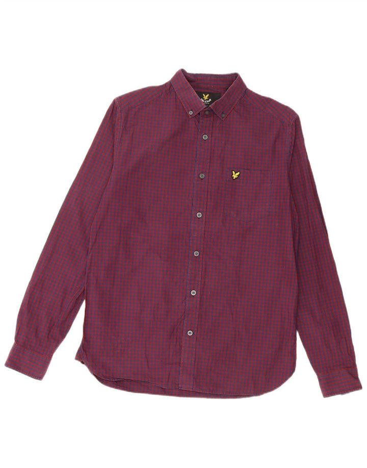 Cămașă pentru bărbați Lyle & Scott, din bumbac vichy burgundă