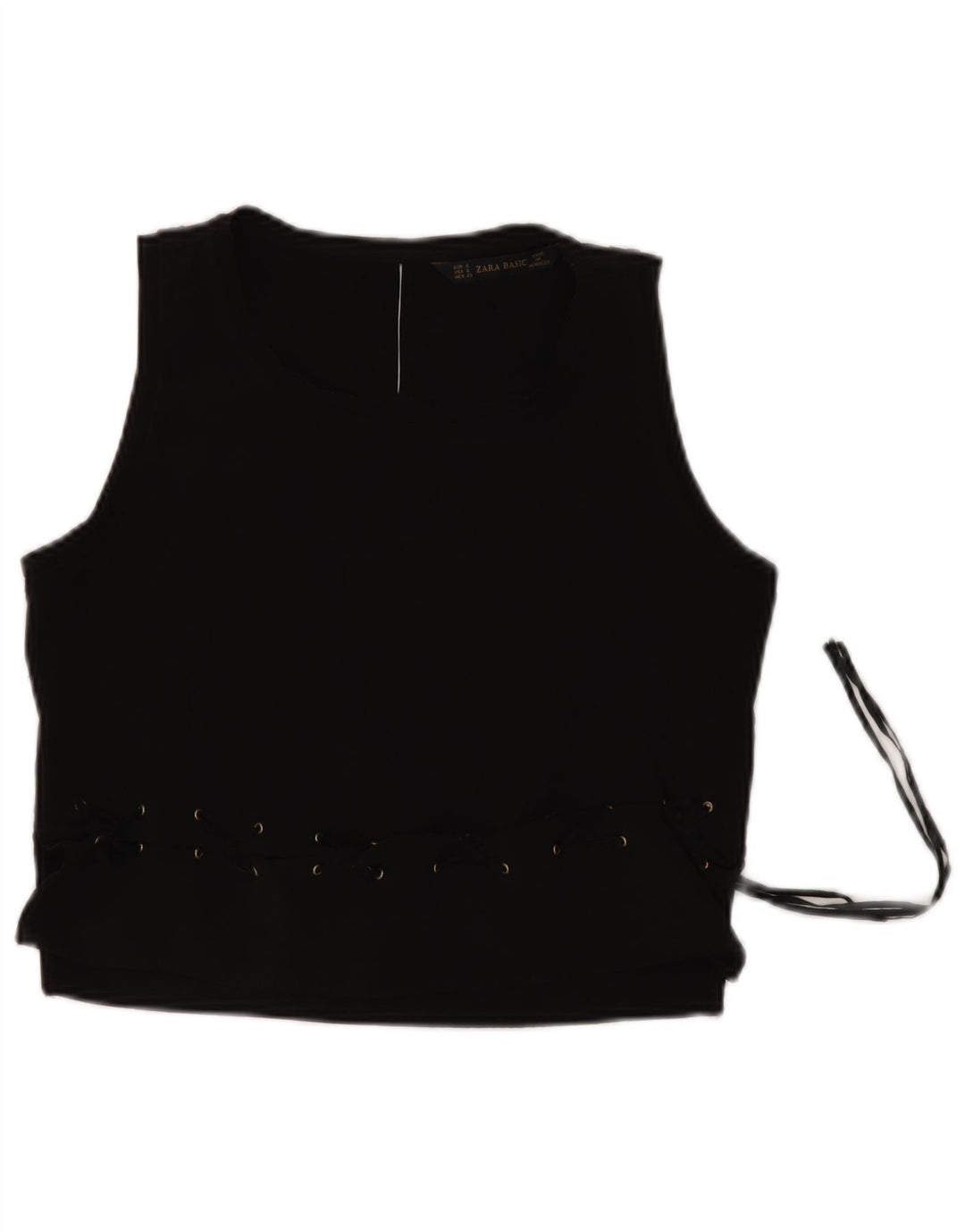 Top bluză fără mâneci pentru femei ZARA UK 10 Poliester negru mic