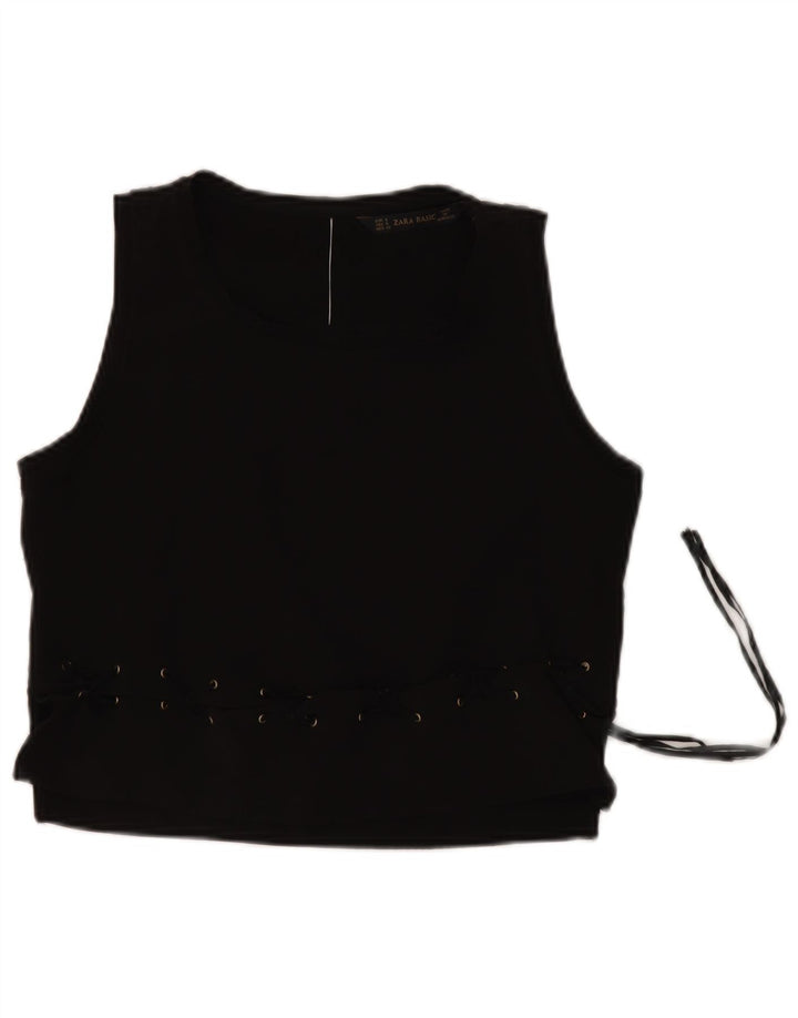 Top bluză fără mâneci pentru femei ZARA UK 10 Poliester negru mic