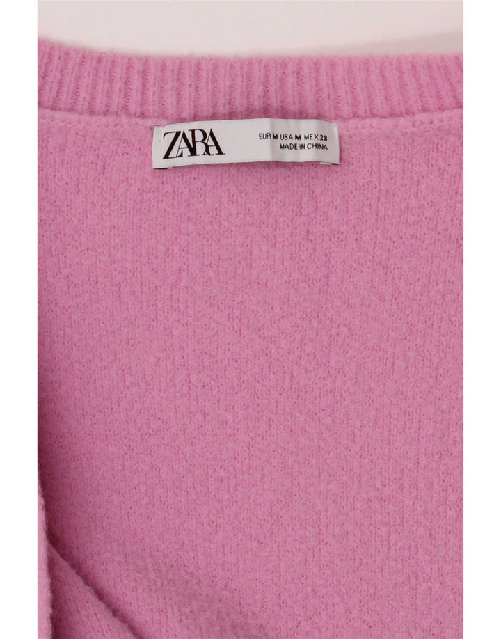 Pulover cardigan pentru femei Zara UK 12 Poliamidă roz mediu