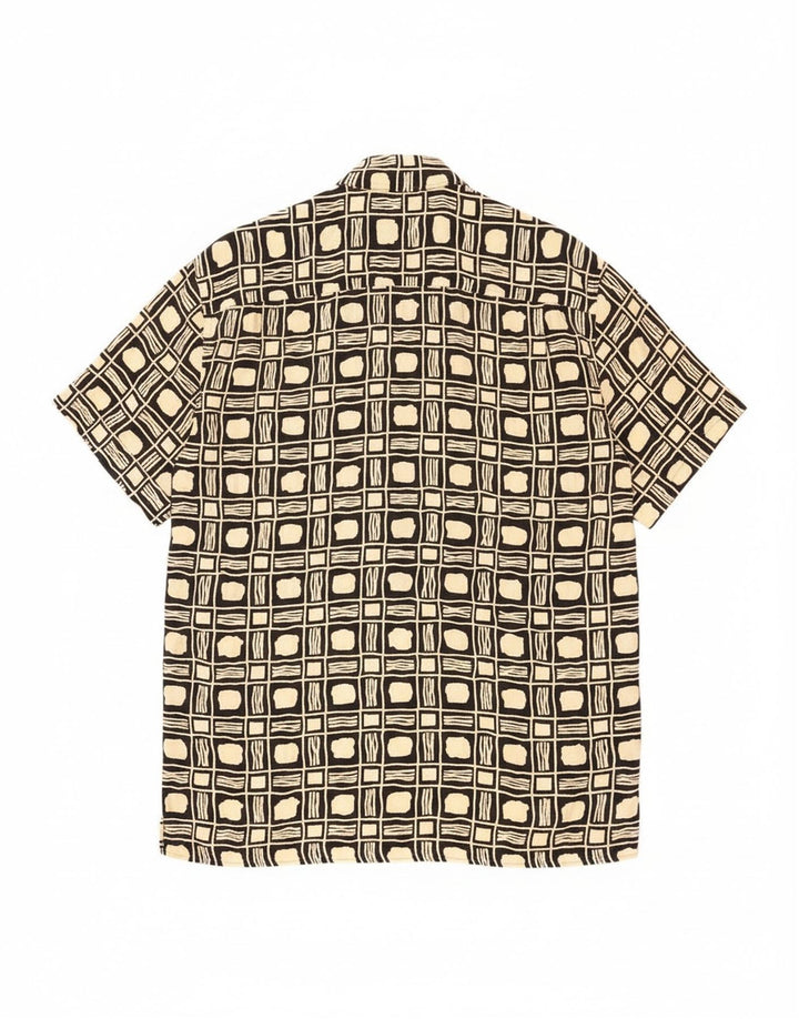 Cămașă Vintage pentru bărbați cu mânecă scurtă, mare, neagră, geometrică