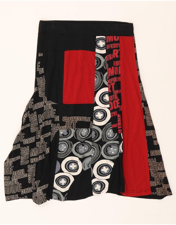 Fusta asimetrică cu grafică Desigual pentru femei Mic W27 Negru