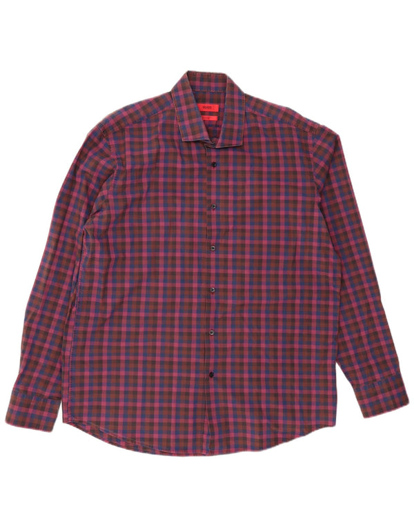 Cămașă pentru bărbați HUGO BOSS Mărimea 44 17 1/2 XL Violet Check