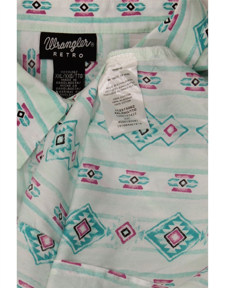 Cămașă retro pentru femei WRANGLER UK 20 2XL Turcoaz Geometric Bumbac