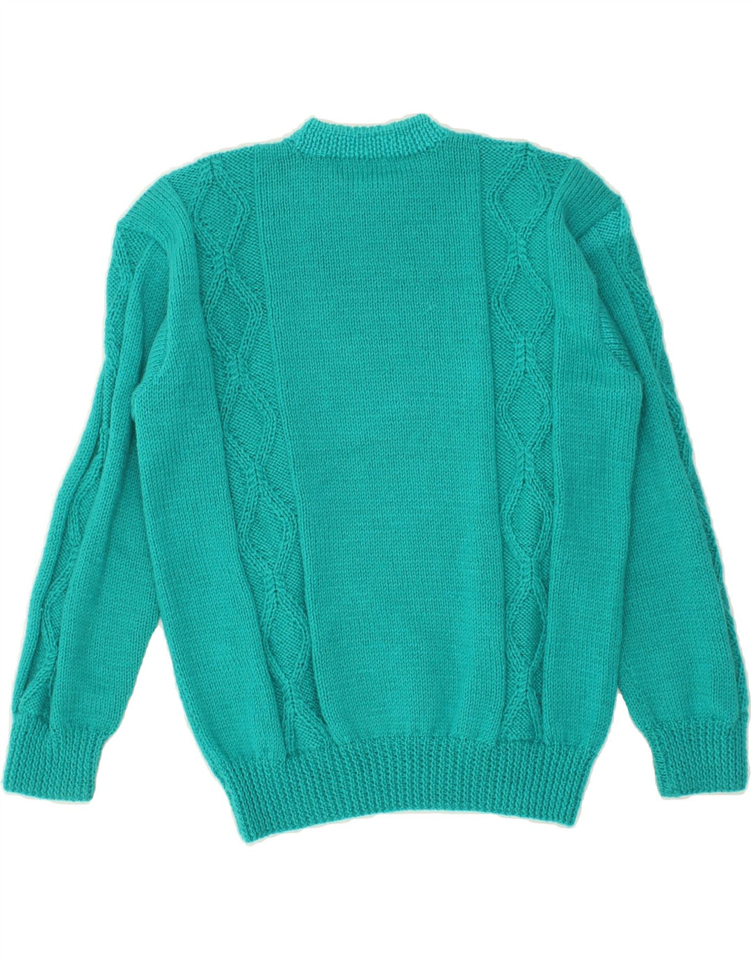 VINTAGE Womens Crew Neck Jumper Sweater UK 14 Medium Turquoise Vintage Vintage and Second-Hand Vintage from Messina Hembry 
