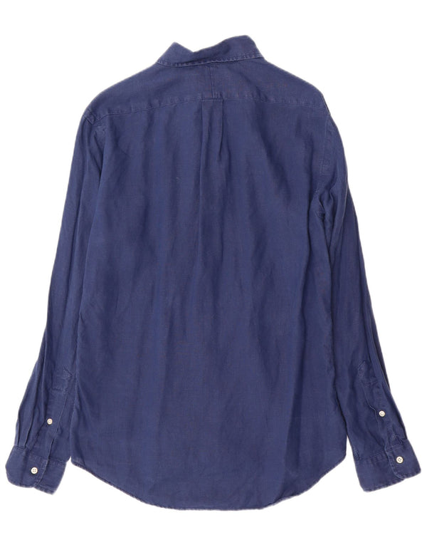 Ralph Lauren Mens Slim Fit Shirt Medium Navy Blue Linen