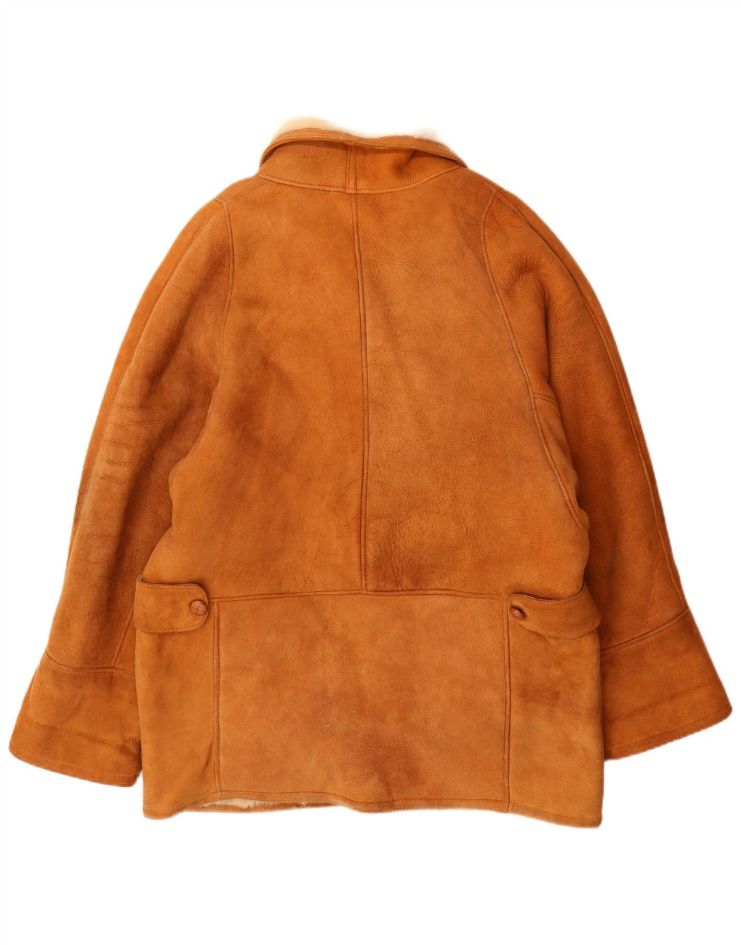 Pardesiu supradimensionat din shearling vintage pentru femei UK 16 mare bej