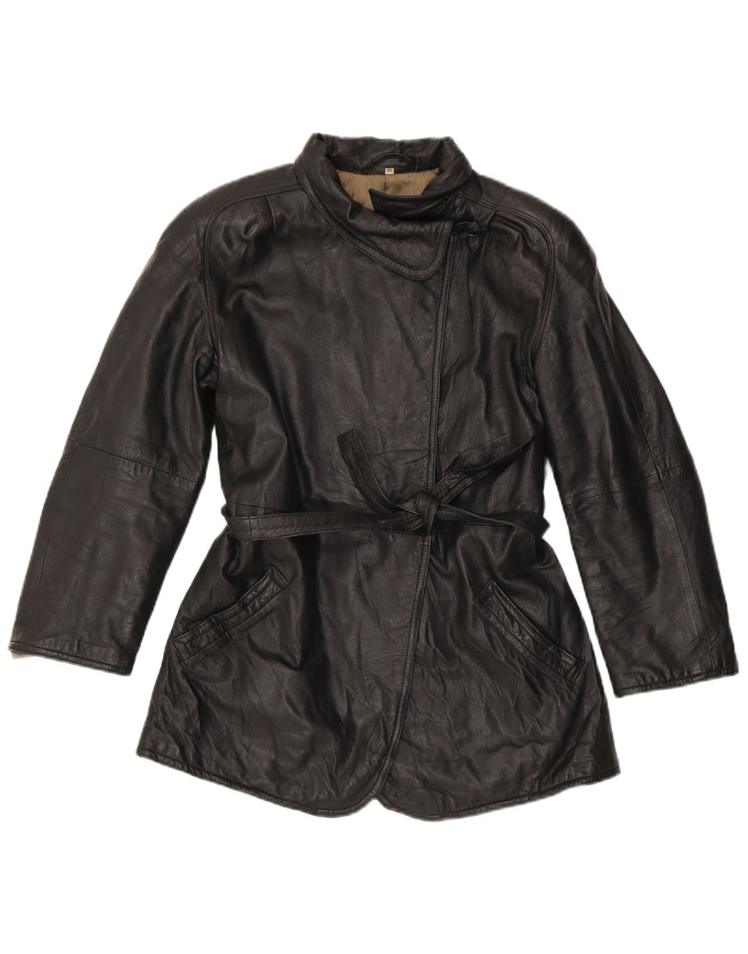 Geacă de piele vintage pentru femei IT 46 Large Black