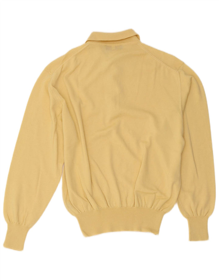 Pulover vintage pentru bărbați cu gât polo, lână galbenă medie