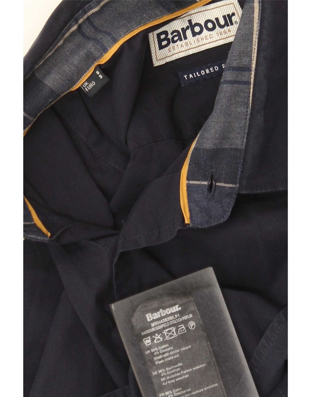 Cămașă pentru bărbați Barbour Tailored Fit Bumbac mic, albastru bleumarin