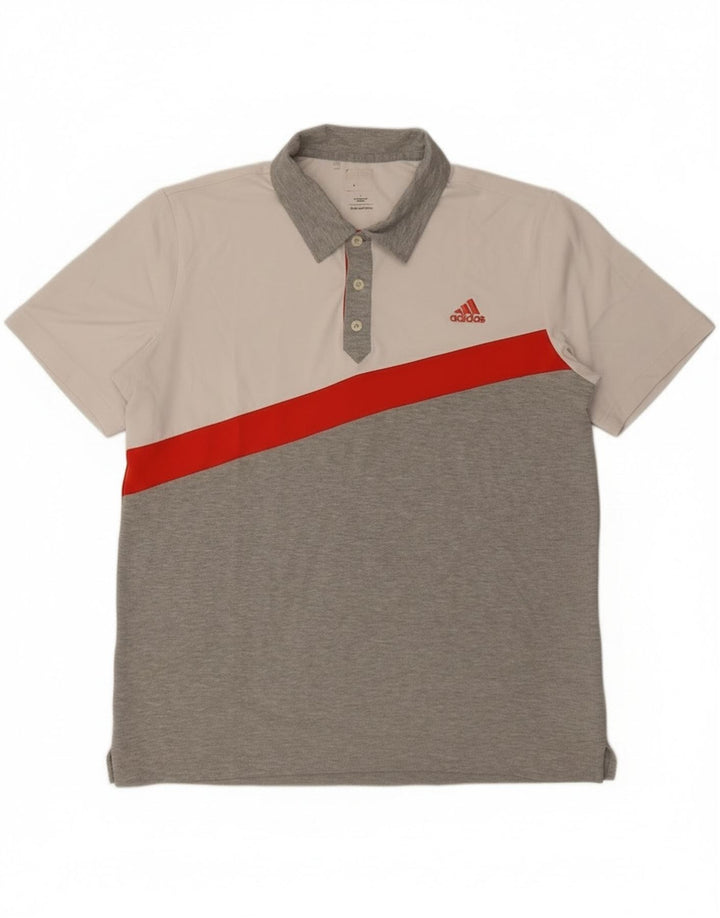 Tricou polo Adidas Climalite pentru bărbați, mare, gri, poliester color bloc