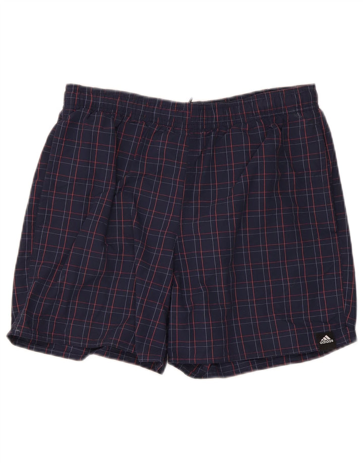 Pantaloni scurți sport pentru bărbați Adidas Mici, albastru marin din poliamidă cu check