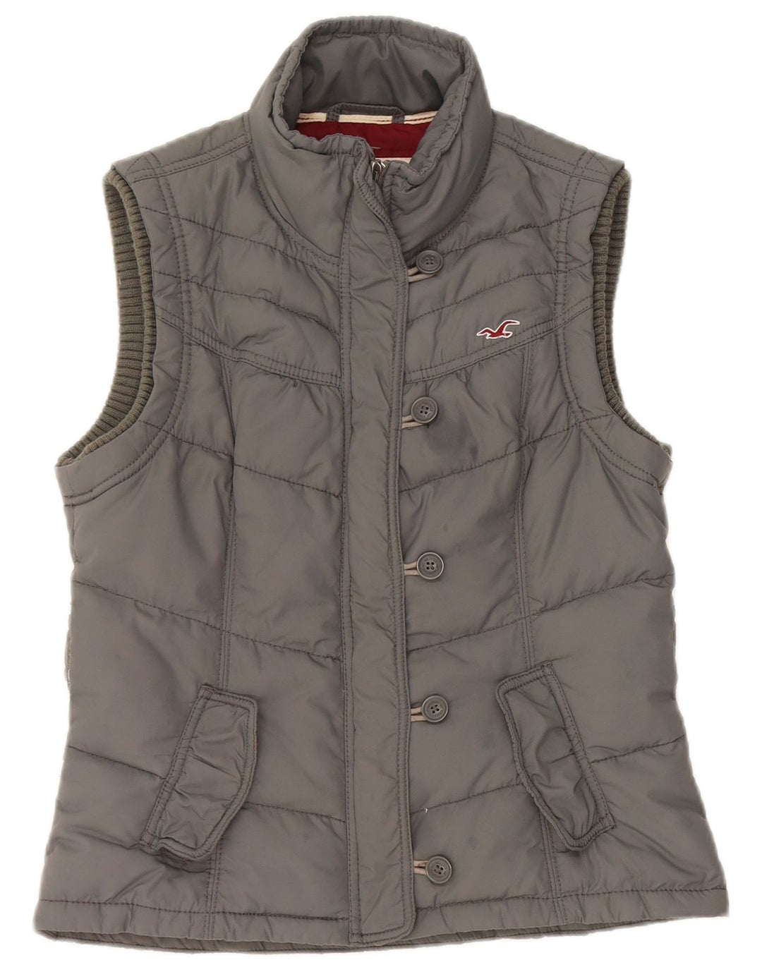 Hollister Gilet căptușit pentru femei UK 14 Large Gri Poliester