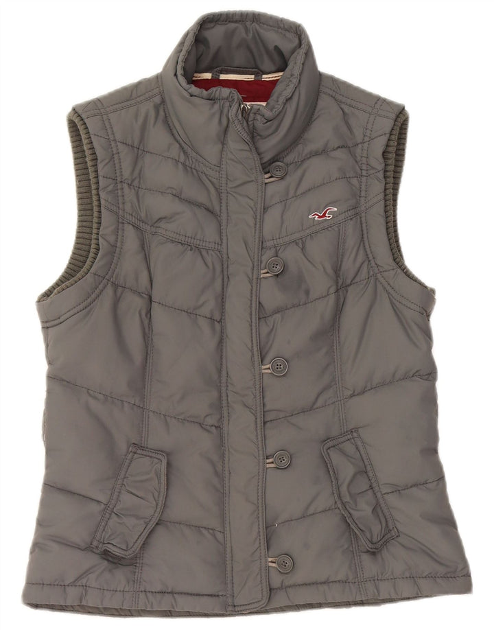 Hollister Gilet căptușit pentru femei UK 14 Large Gri Poliester