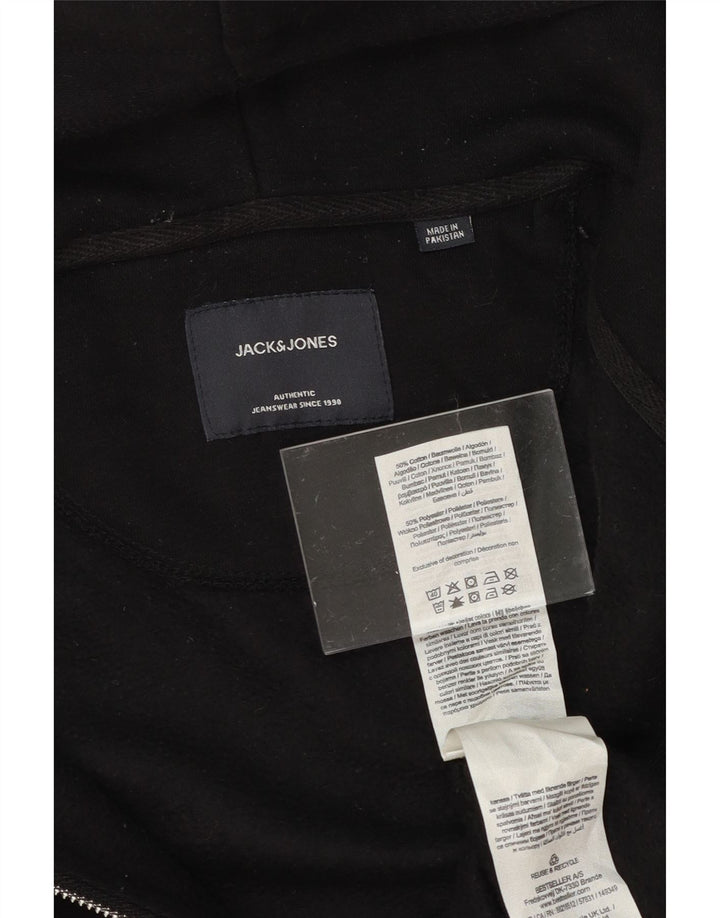 JACK & JONES Mens Zip Hoodie Sweater Small Black Cotton Vintage Jack & Jones and Second-Hand Jack & Jones from Messina Hembry 