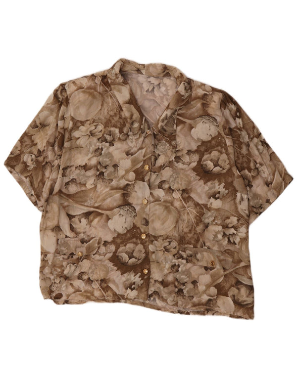 Cămașă vintage cu mânecă scurtă pentru femei UK 18 XL Maro Floral