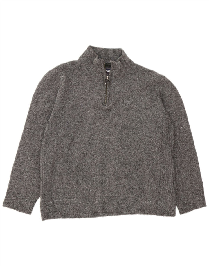 Pulover Barbour pentru femei, cu fermoar și gât, UK 16, lână mare, gri