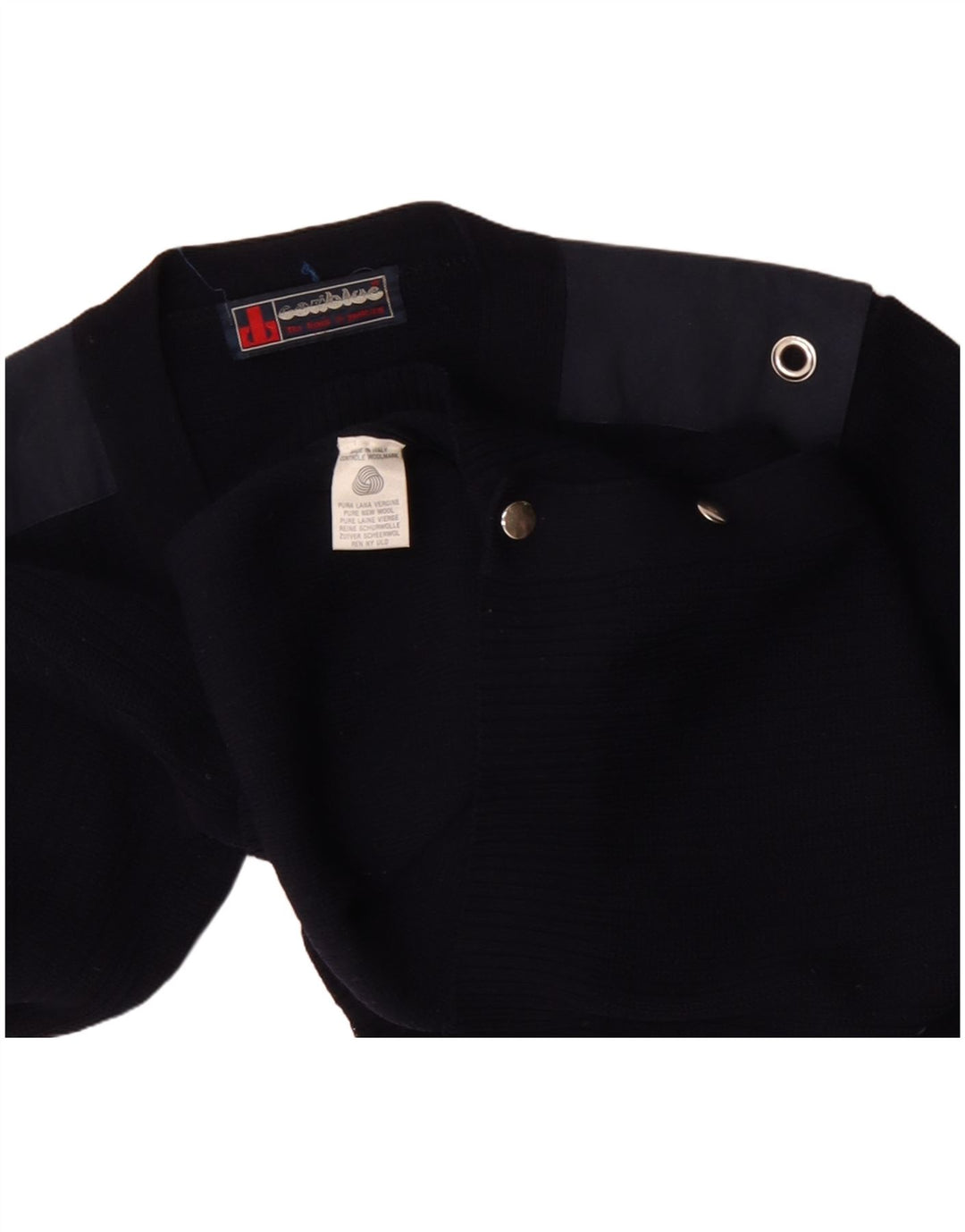 Pulover Cardigan Vintage pentru bărbați Lână bloc de culoare albastru bleumarin mediu